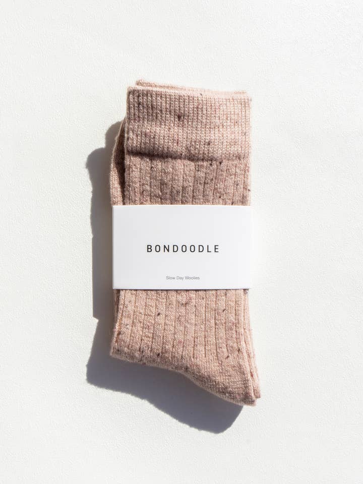 Women’s Merino Blend Wool Crew Socks – Light Brown for wholesale by Bondoodle