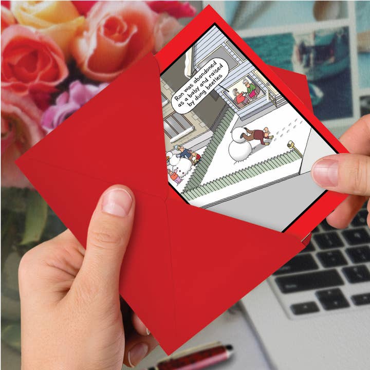 NobleWorks - Wholesale Christmas Card - Box of 12 Christmas Card - Dung Beetles