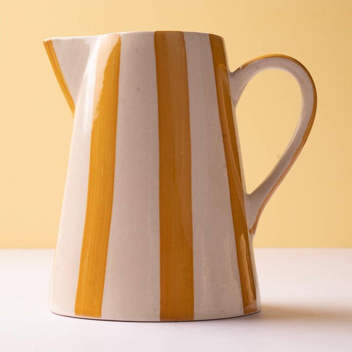 Ceramic Stripe Pitcher, yellow- 8.25 x 8.25 x 8 Inches and other Purchase Wholesale tessile casa. Free Returns & Net 60 Terms on Faire trending on Faire.
