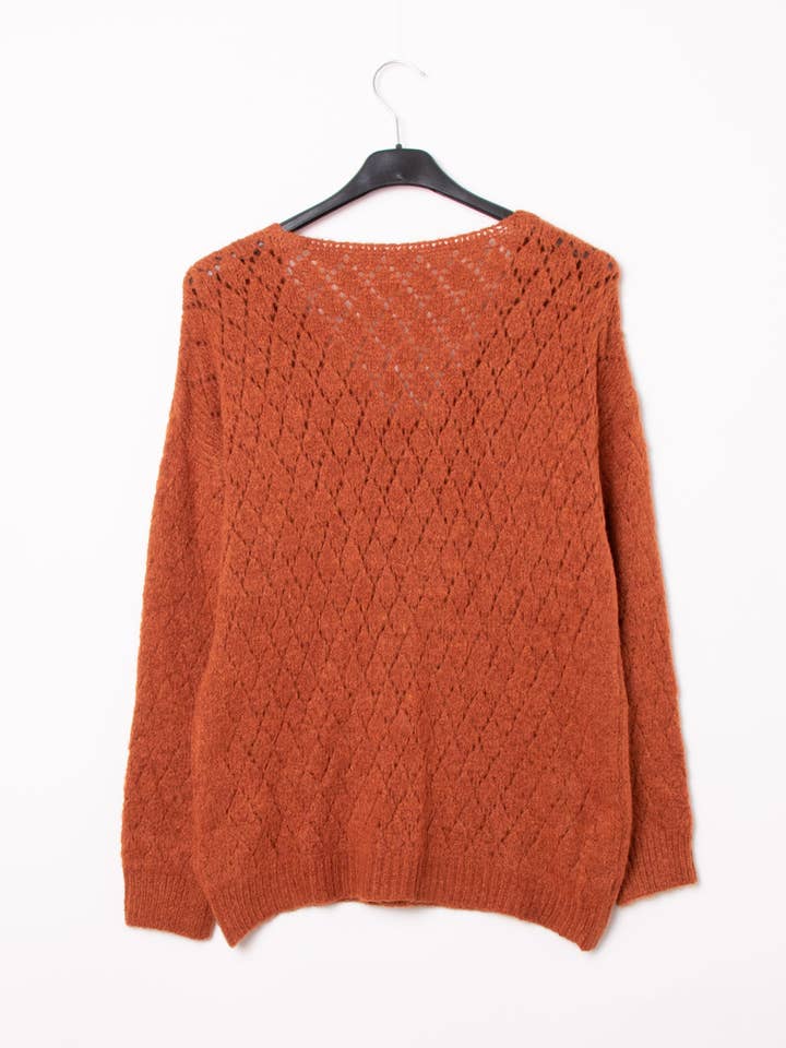Pépouz' Paris - Wholesale Knit Sweater - Women's - Mohair openwork sweater with diamond pattern PP250514