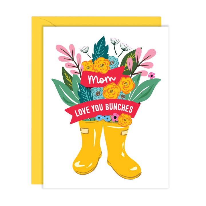 Love You Bunches | Floral Garden Boots Mother's Day Card for wholesale by Lucy Loves Paper