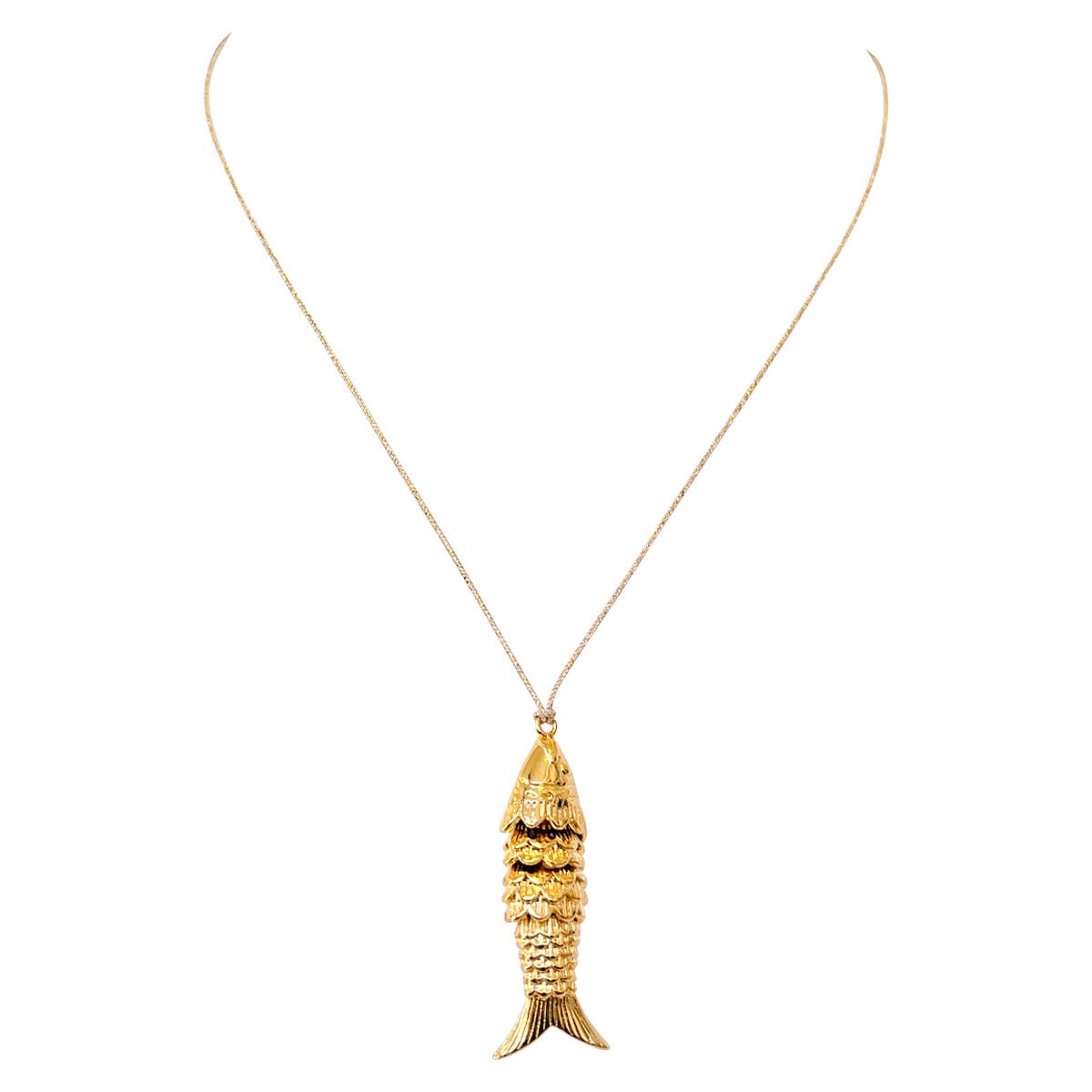 Sophie Deschamps Bijoux - Venta al por mayor Collares con colgantes/abalorios - COLLAR SARDINA, pez chapado en oro y plata (CAT74)4