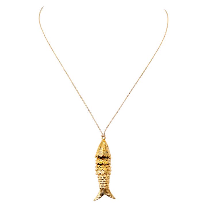 Sophie Deschamps Bijoux - Wholesale Pendant/Charm Necklace - SARDINA NECKLACE, gold and silver plated fish (CAT74)4
