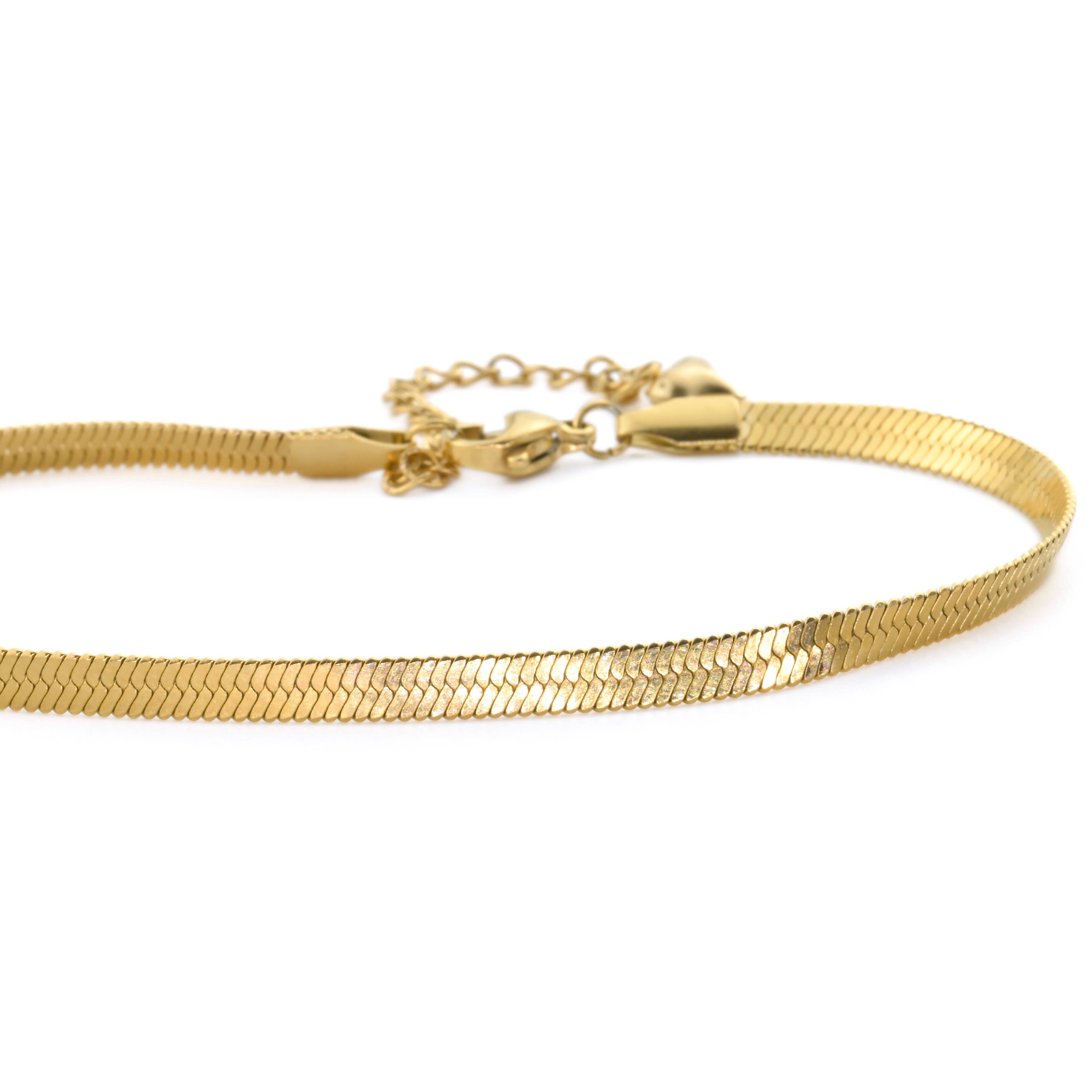 Blueyejewelry - Wholesale Anklet - Gold Herringbone Anklet - Stainless Steel Snake Chain Anklet3