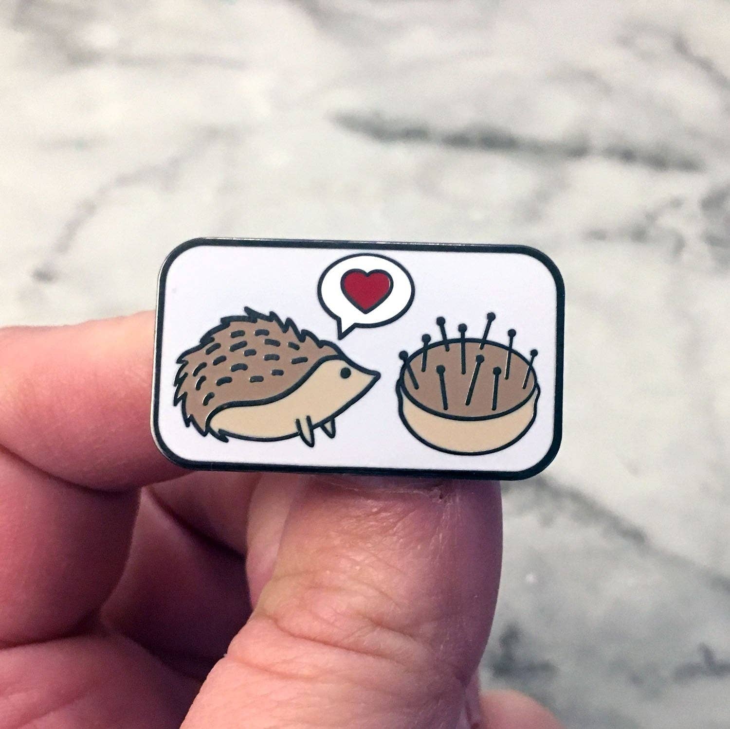 Snarky Crafter Designs – wholesale Knitting/Crochet Supplies – Hedgehog Pincushion Love Needle Minder1