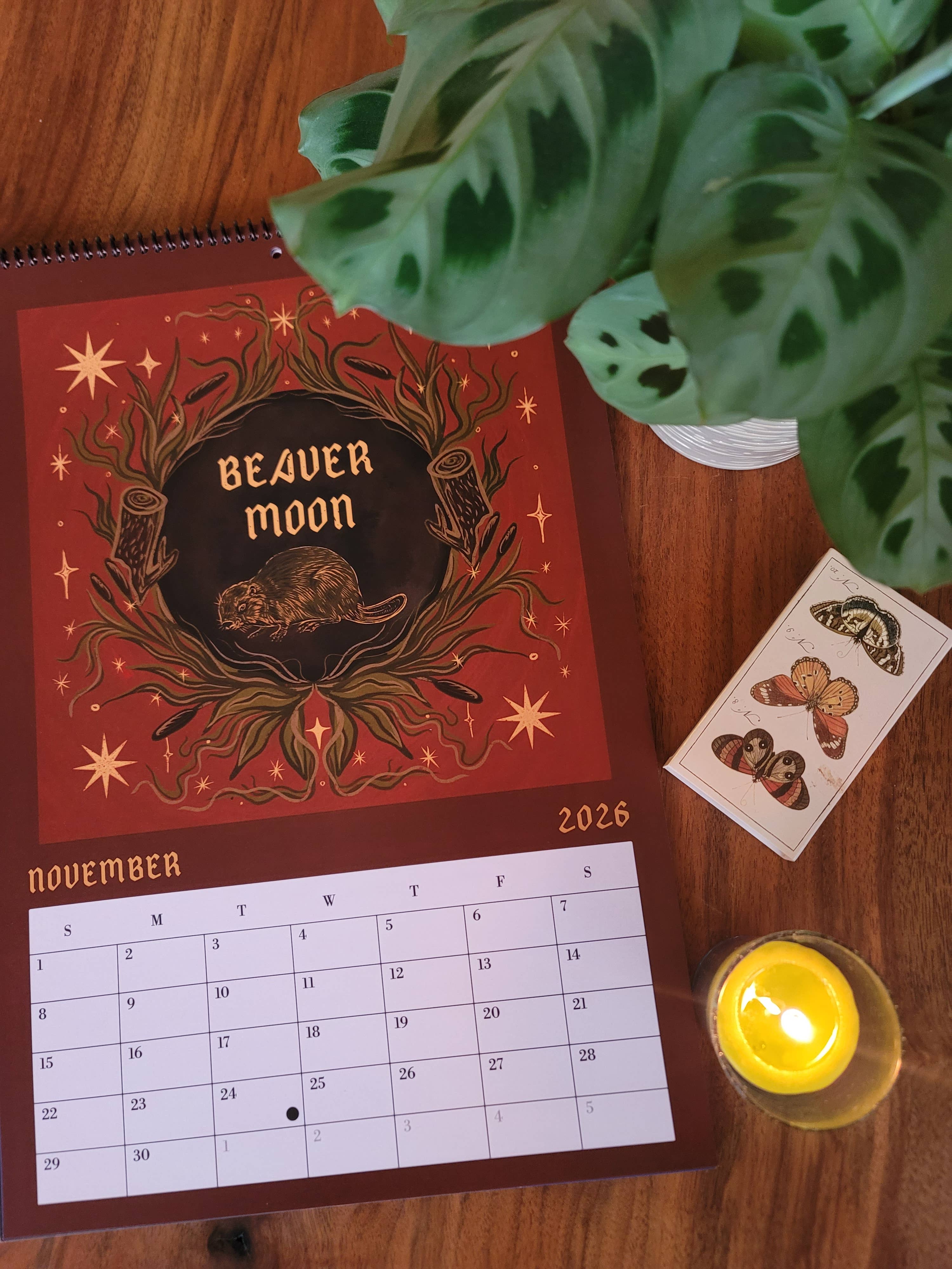 Black Moss Studio - Wholesale Calendar - 2026 Full Moon Calendar – Large 11×16.5 12 Month Calendar12