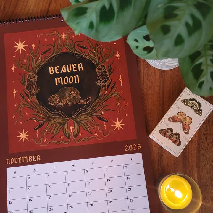 Black Moss Studio - Wholesale Calendar - 2026 Full Moon Calendar – Large 11×16.5 12 Month Calendar12