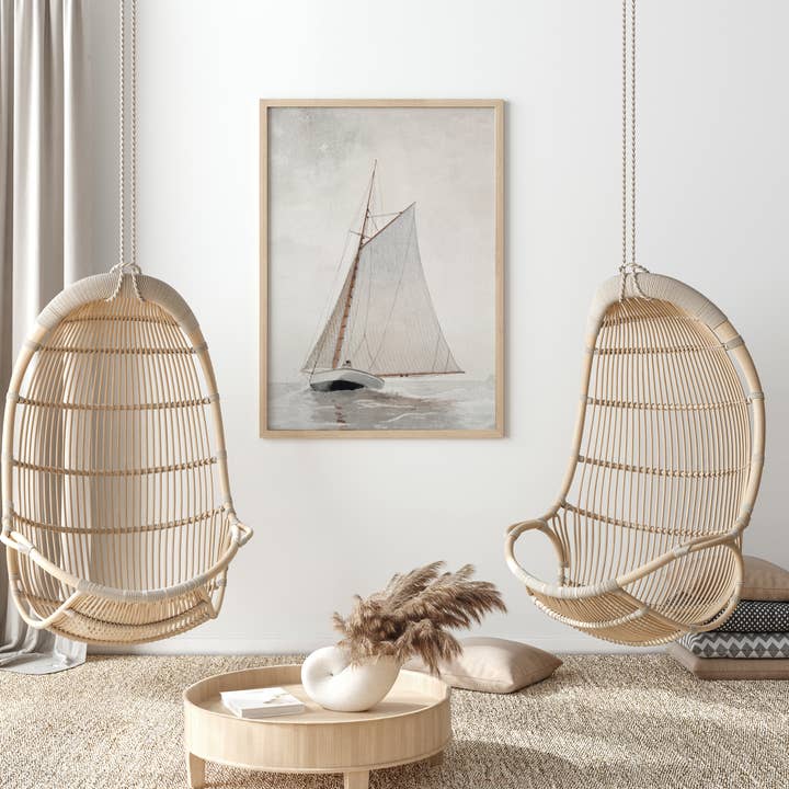 Sugar & Canvas - Wholesale Art Print - European Vintage Sailboat Coastal Art Print VP448