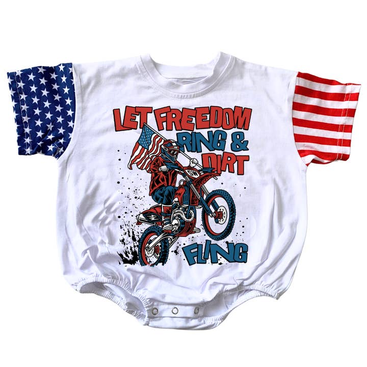 Let Freedom Ring & Dirt Fling T-Shirt Romper for wholesale by Strictly Wild