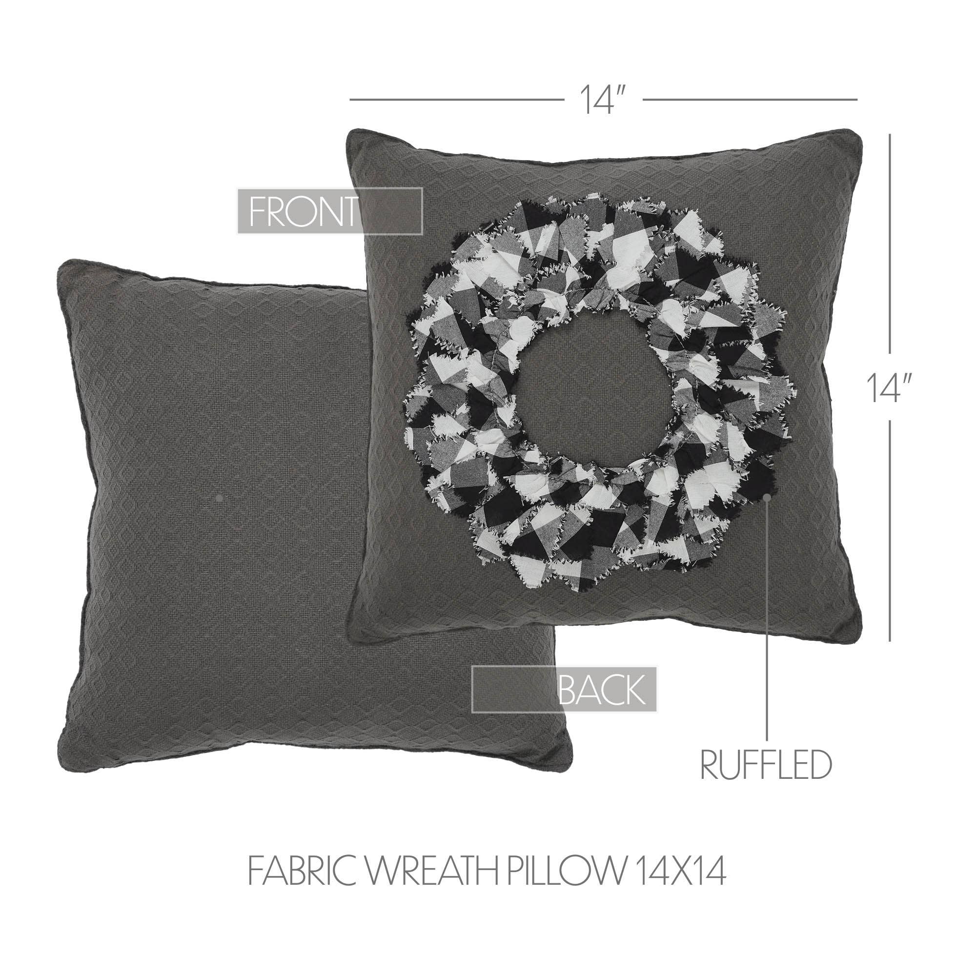 VHC Brands - Wholesale Throw/Decorative Pillow - Finders Keepers Fabric Wreath Pillow 14x143
