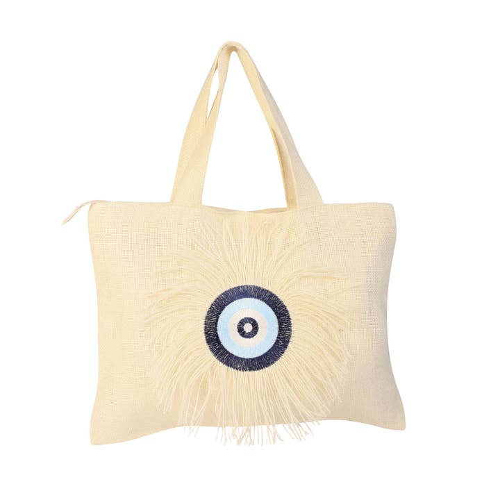 Evil Eye Fringe Tote for wholesale by Karens Line