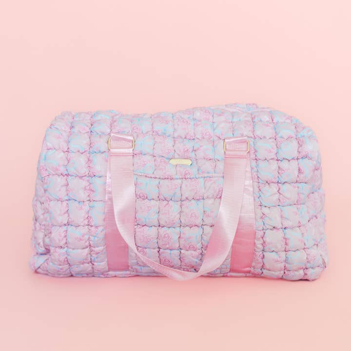 Rock Paper Scissors - Wholesale Sporting Accessories - Watercolor Floral Bow Quilted Weekender Duffle Bag