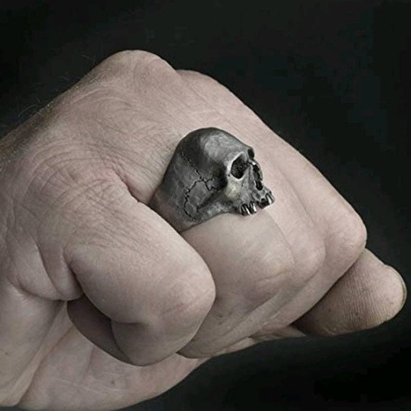 Tourtiwi - Wholesale Cocktail/Statement Ring - Retro Skull Punk Style Men's Ring4
