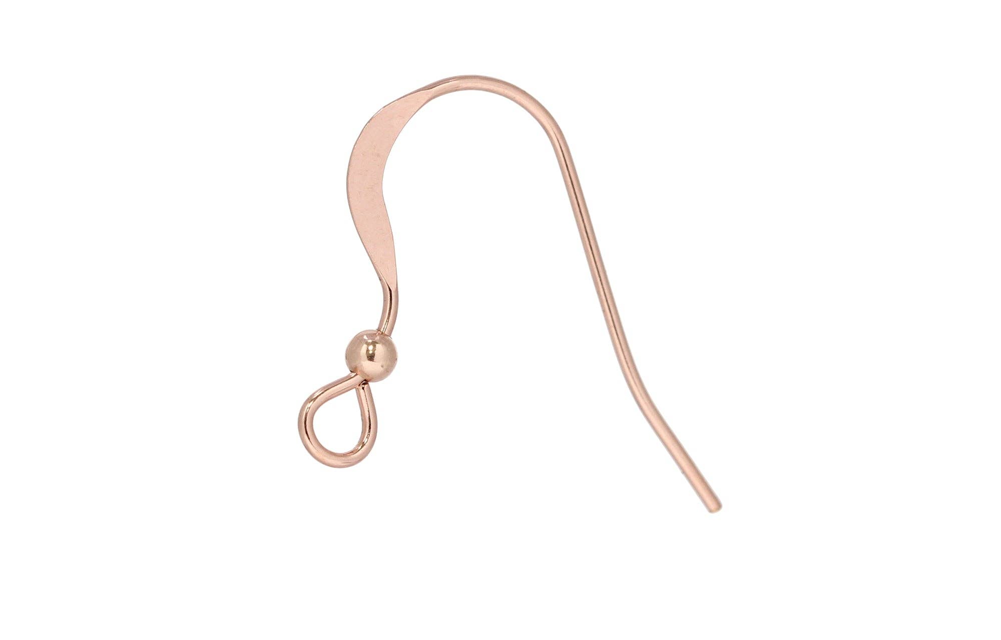 Plazko - Wholesale Jewelry Set - 14Kt Rose Gold Filled Flat Ear Wire 17.3x15mm With 2mm Bead  - 10pcs/pack0