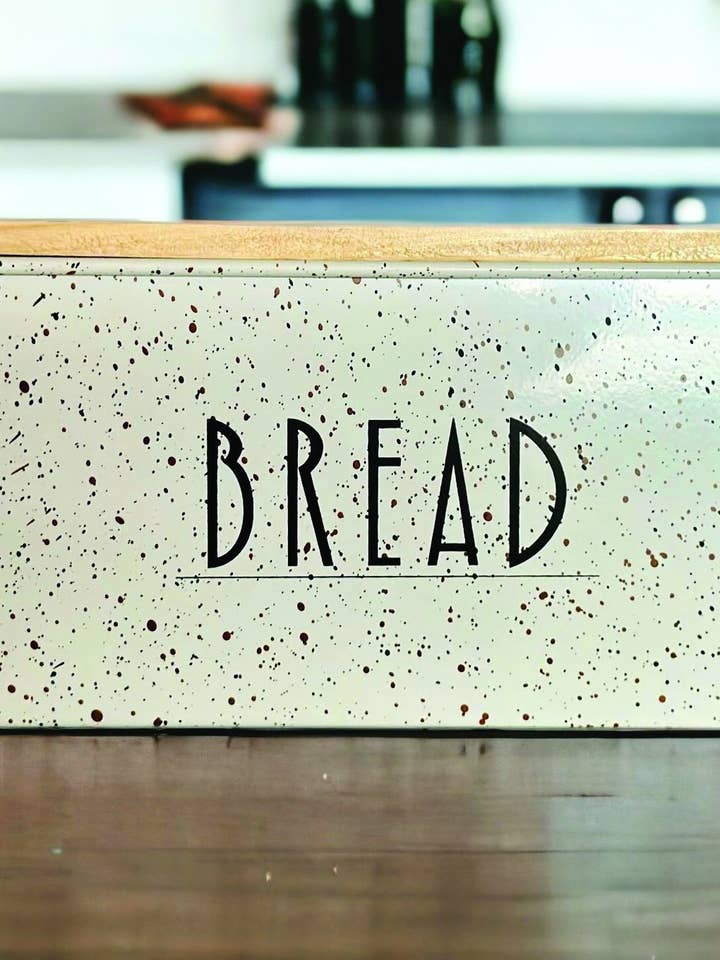 Black/Gold Speckle Bread Box for wholesale by DNS Designs