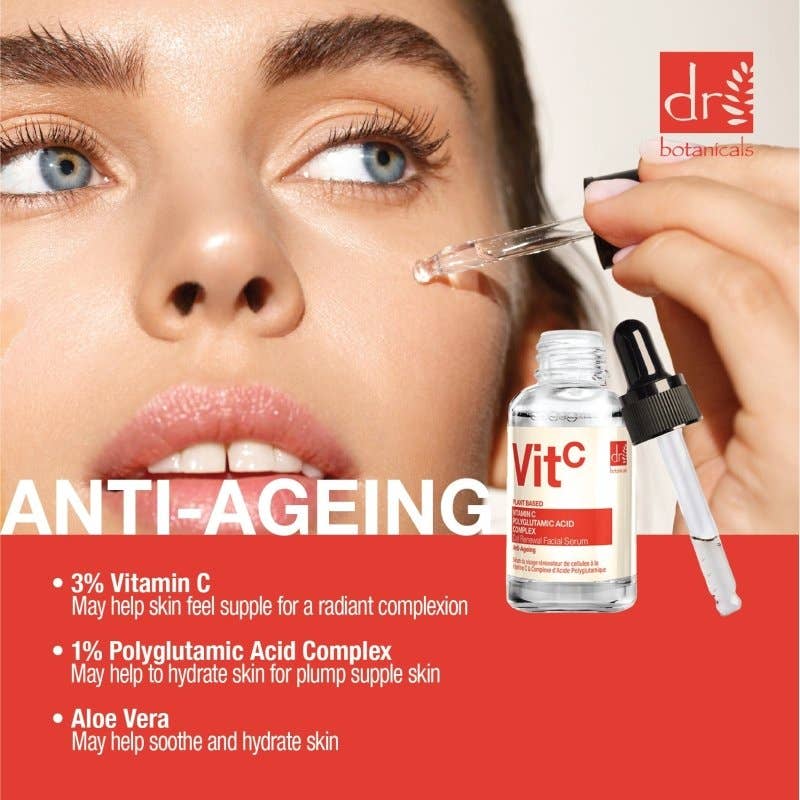 Dr. Botancials | Anti-Ageing Vegan Skincare – wholesale Facial serum/concentrate – Vitamin C 3% & Polyglutamic Acid Complex 1% & Brightening Facial Serum 30ml2