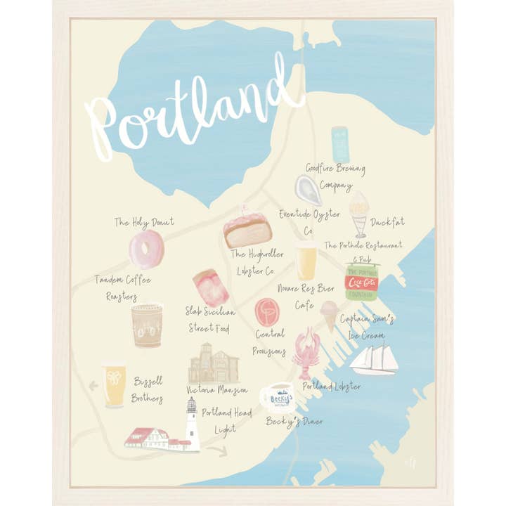 Portland, ME Map Print for wholesale by Palm Prints