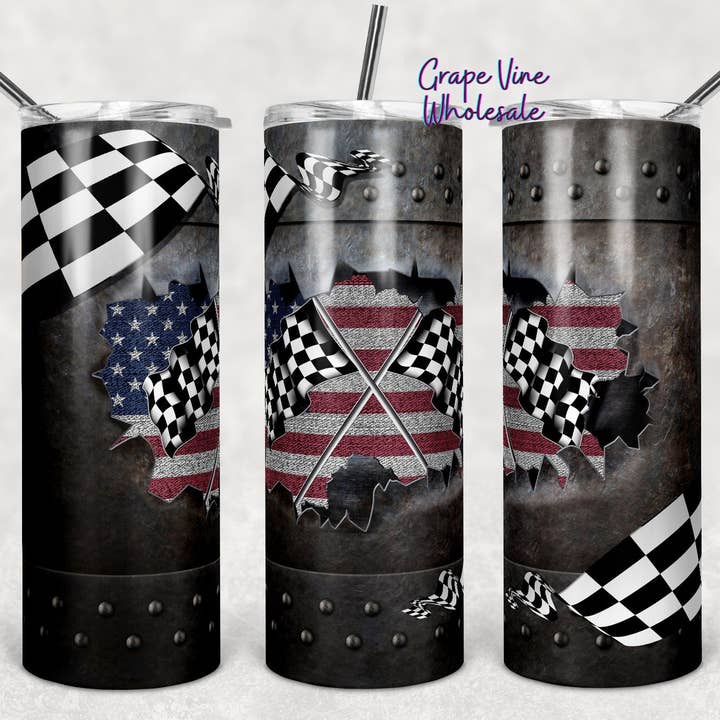 Rot Weiß & Racing 20oz Becher für den Großhandel von GrapeVineWholesale