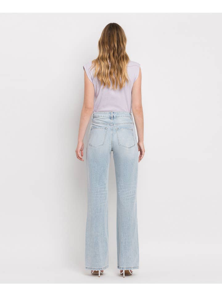 BARELY WORN 90'S VINTAGE SUPER HIGH RISE FLARE JEANS V2473 for wholesale on Faire8