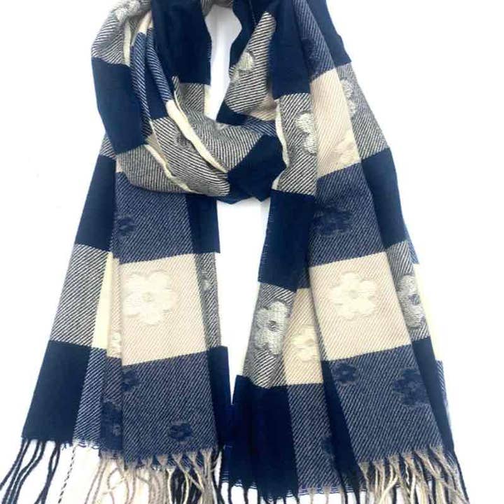 LINETA - Wholesale Scarf - Women's - Plaid and flower soft scarf8