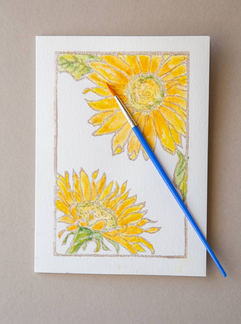 Ashes & Arbor - Wholesale DIY Craft Kit - 5x7 Sunflowers - Watercolor Art Card Kit2