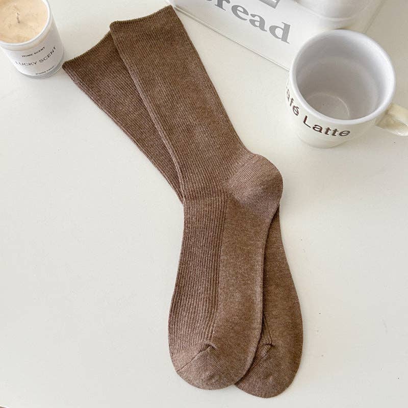 Dipped Shop - Wholesale Socks - Women's - Solid Color Ribbed Simple Socks DP25A4531