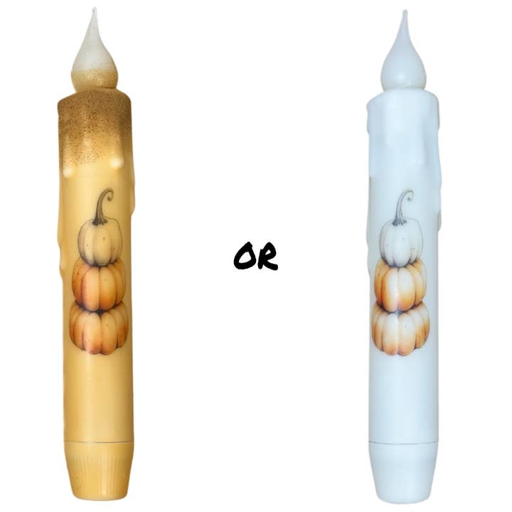 Small Town Dusk - Wholesale Flameless Candle - Pumpkin Stack Fall Battery Operated Timer Taper Candles