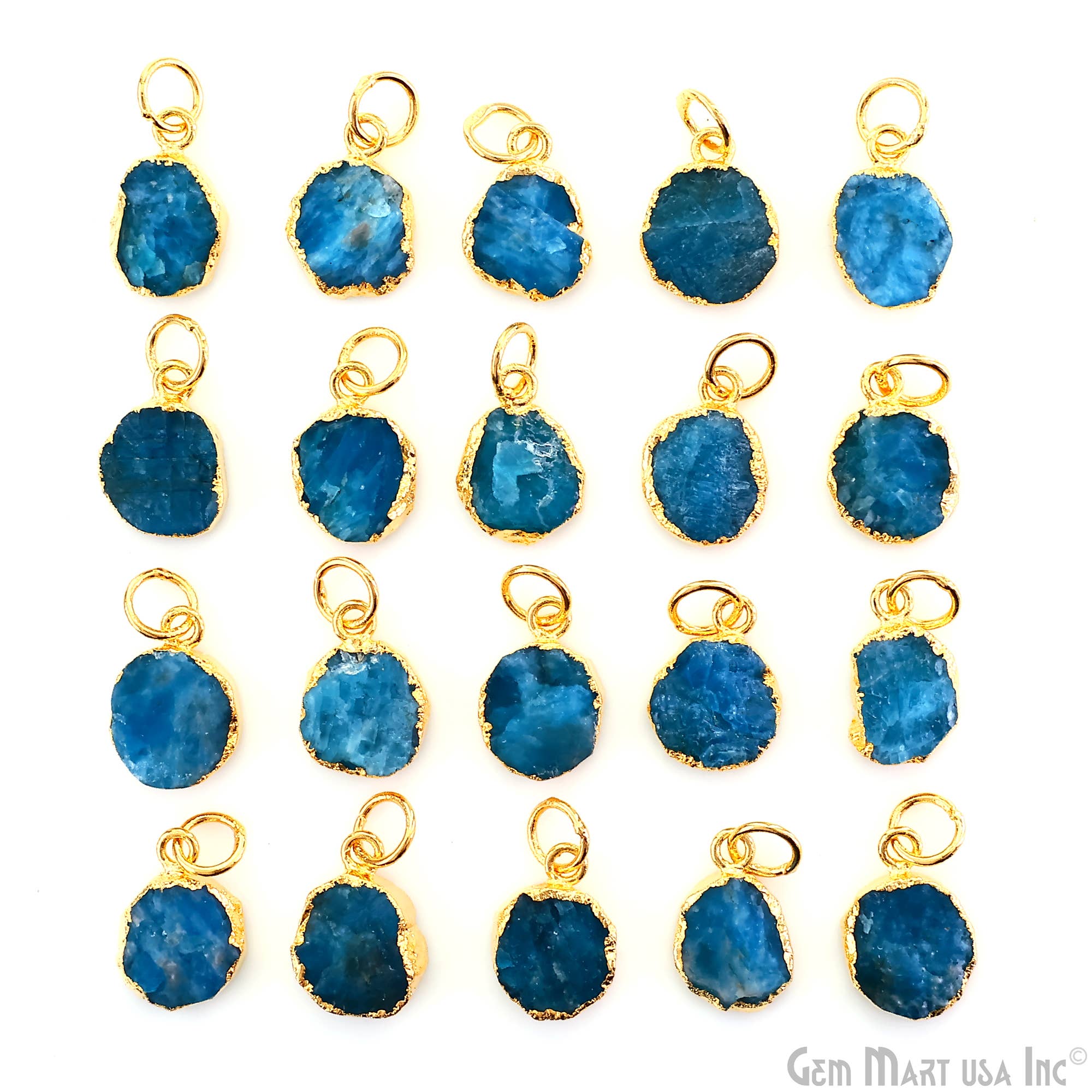 GemMartUSA - Wholesale Pendant/Charm Necklace - Rough Gemstone 16x10mm Gold Electroplated Single Bail Charm25