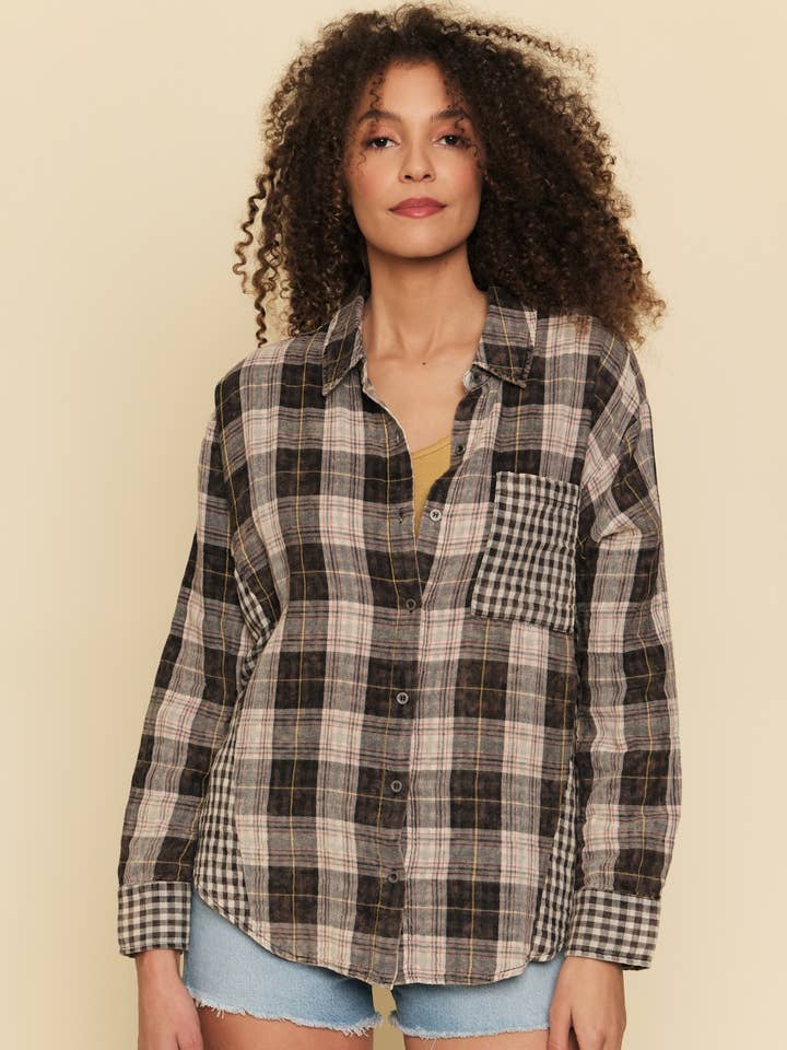 60022 Mixed Plaid Shacket for wholesale by Mystree