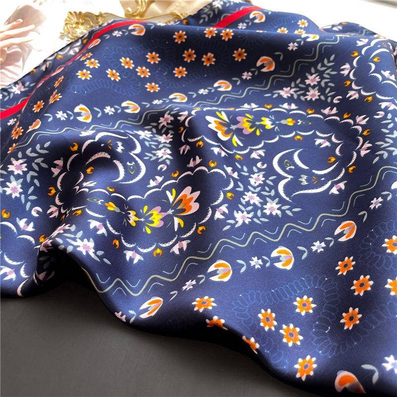 SueSilkHK - Wholesale Scarf - Women's - Summer Japanese prints 70cm square scarf, Silk textured scarf, Sun protection satin scarf, Neck scarf, Satin Shawl, Gift10