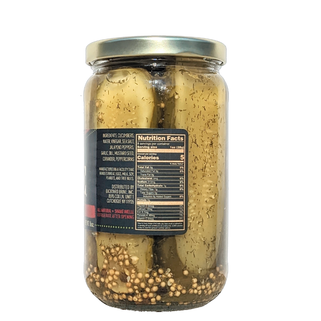 Backyard Brine - Vente Légumes marinés - Jalapeno Dill - Cornichon épicé à l'aneth, 16 oz2