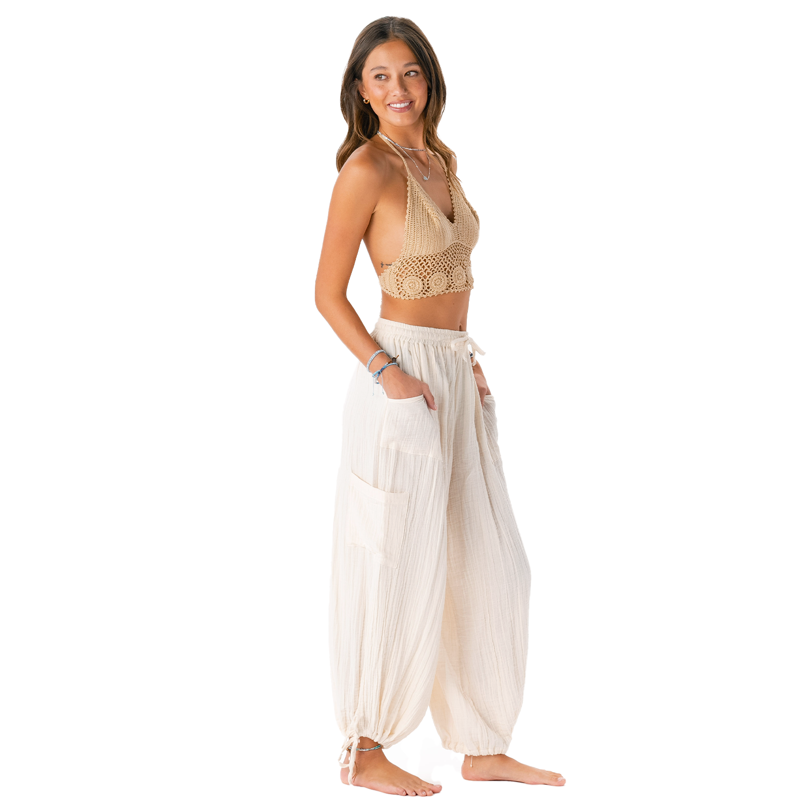Lotus and Luna - Vendita all'ingrosso Pantalone - Donna - Pantaloni Cargo Cream Adventure3