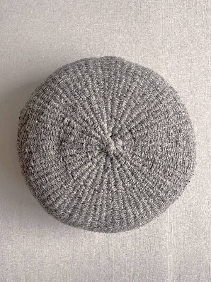 Round Cushion – Gray (100% Hand-Dyed Sheep Wool) for wholesale by CHACO Goods