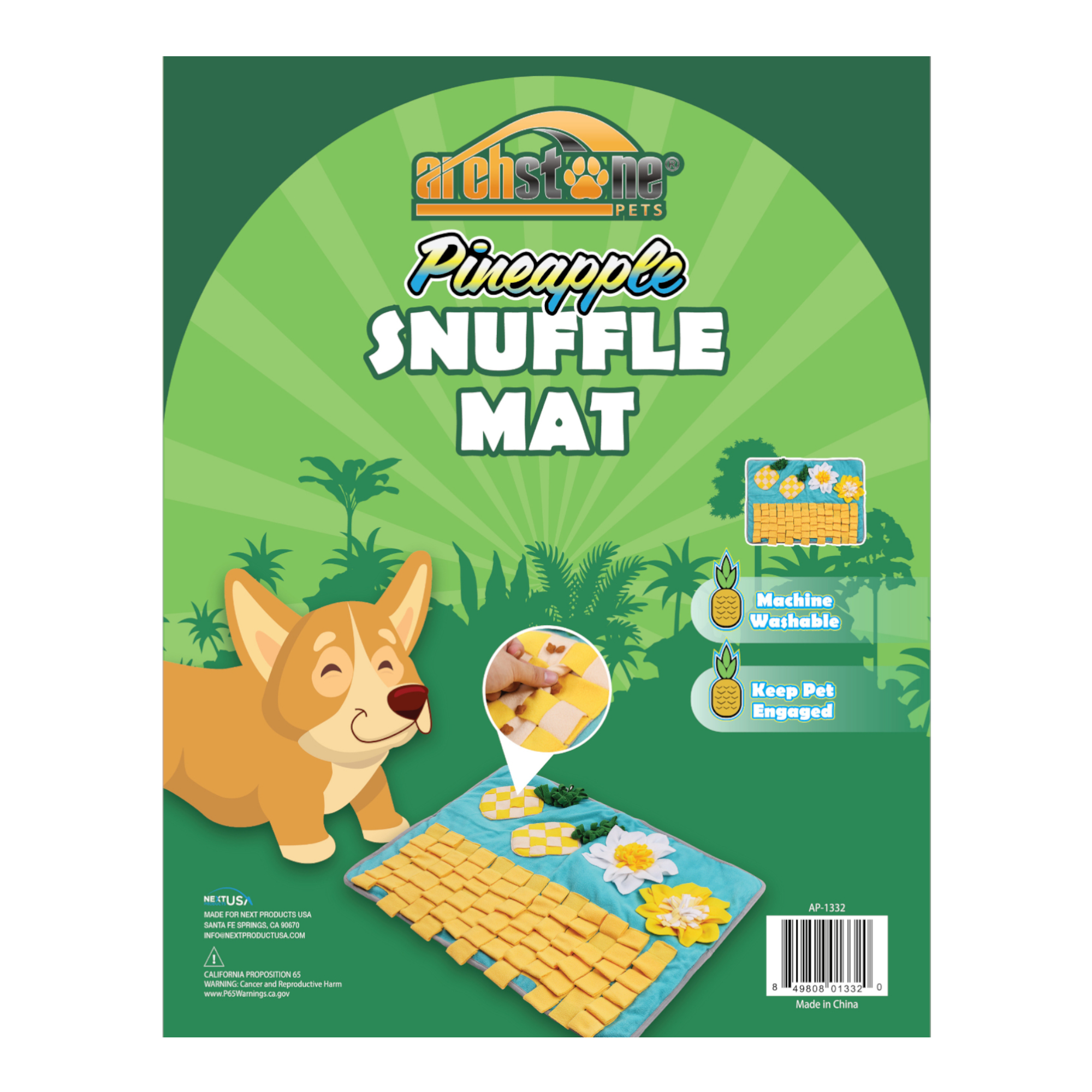 Archstone Collections – Engroshandel Madmåtte til kæledyr – hund – Archstone Kæledyr Snusemåtte - Ananas, Fodringstræningsmåtte1