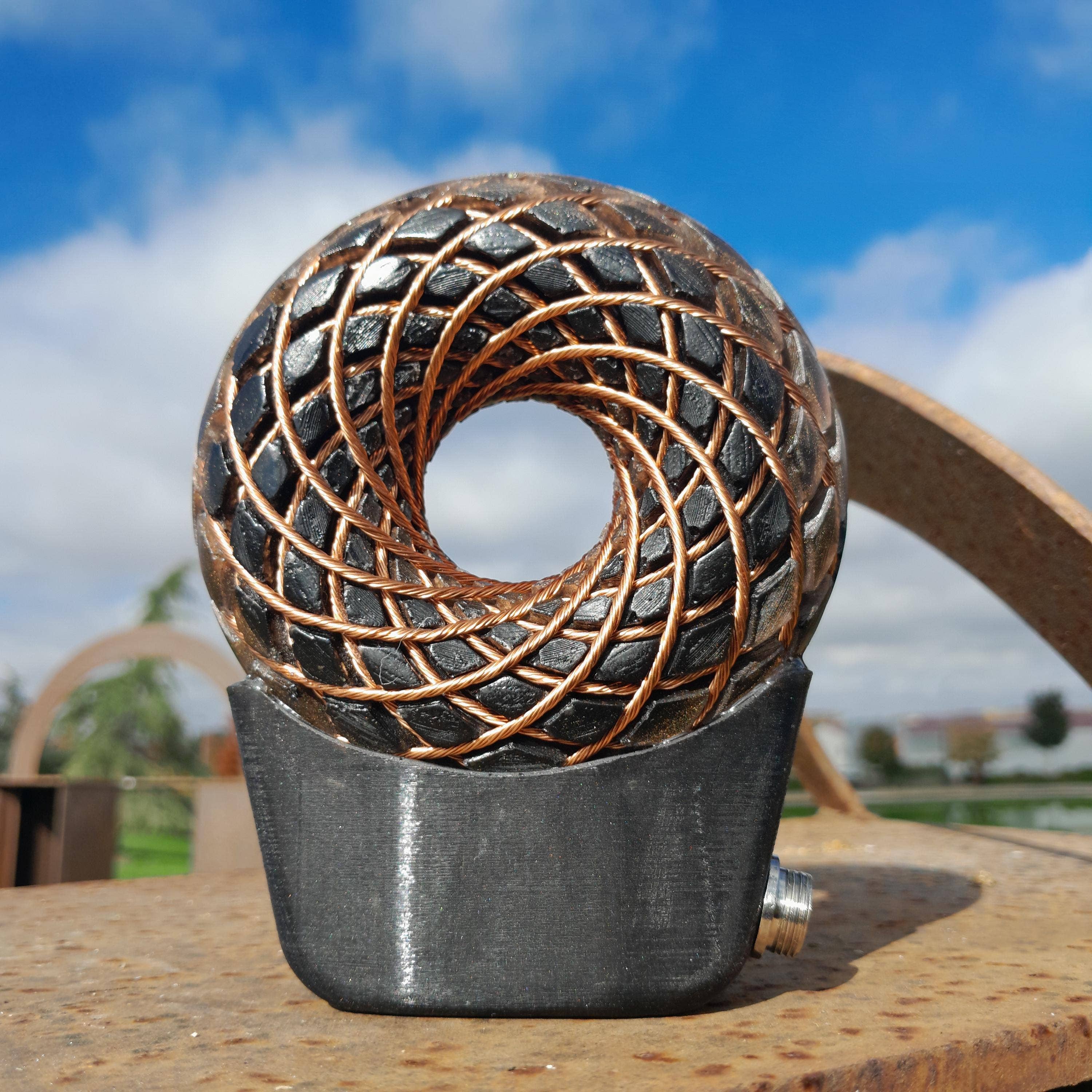 Mundo Orgon - Wholesale Meditation Supplies - Rodin Torus Coil 100mm | Portable Scalar Wave PEMF Device with Shungite, Case, and 60W Amplifier0