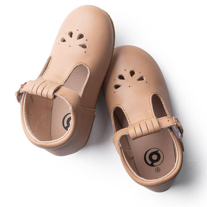 Leather T-Bar | Color 'Latte' | Hard Sole for wholesale by Hummbrand