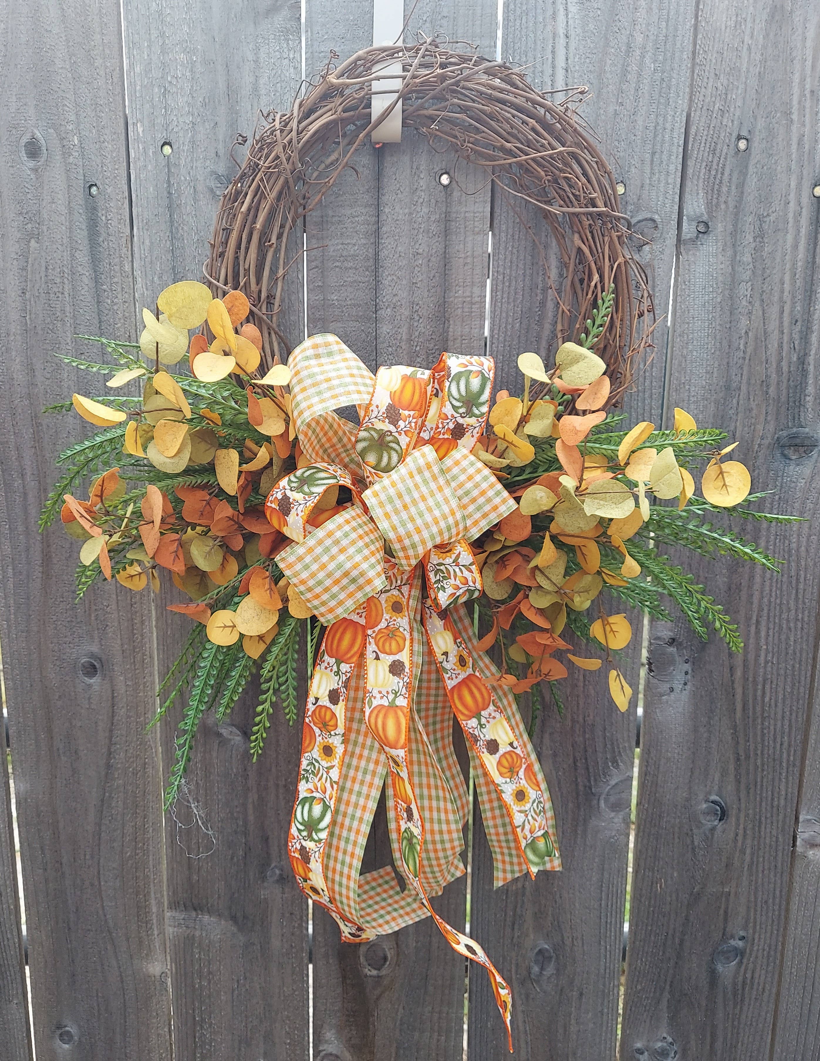 An Array of Wreaths, LLC - Wholesale Wreath - Beaded Grass and Fall Eucalyptus Wreath0