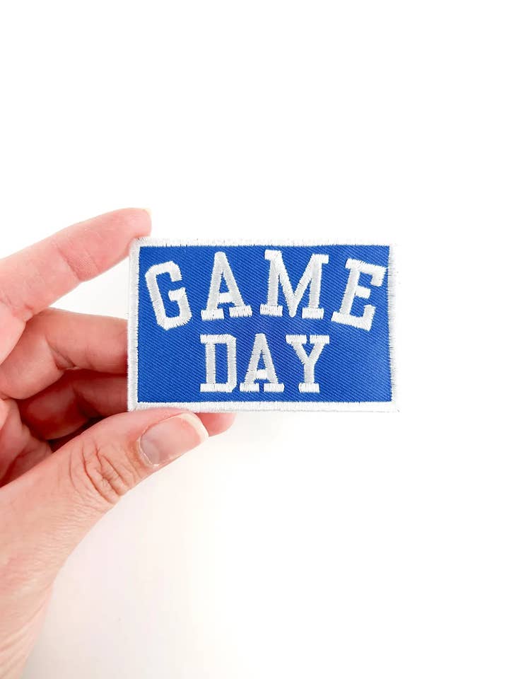 Blue Game Day Embroidered Iron-On Patch Football Tailgate for wholesale by Field Trip Threads