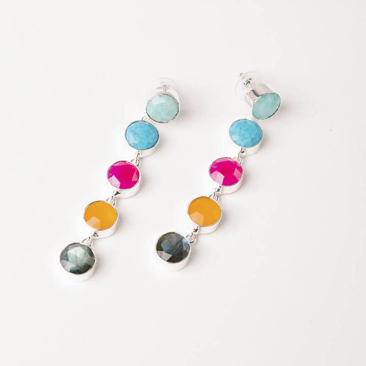 ACUS - Wholesale Dangle Earrings - Toledo Earrings Ltd. Ed. Polished Silver Trend Multicolor