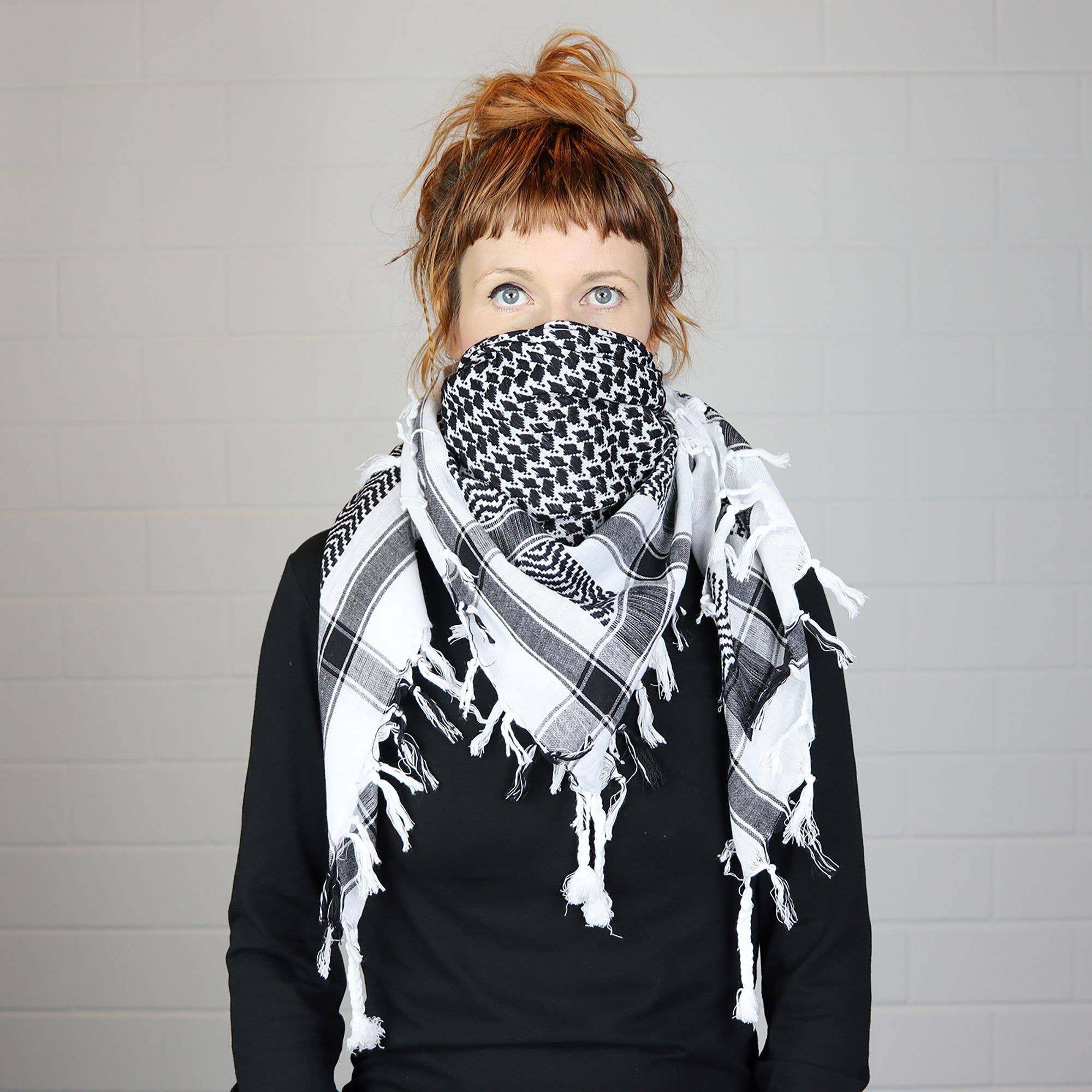 Tribal Trade GmbH - Wholesale Scarf - Unisex - Palituch - White - Black - Kufiya PLO towel7