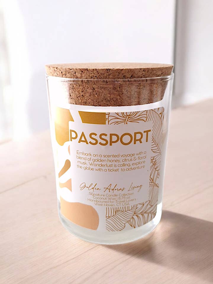 PASSPORT | Candela da viaggio a doppio stoppino per la vendita all'ingrosso da parte di Golden Adorns Living