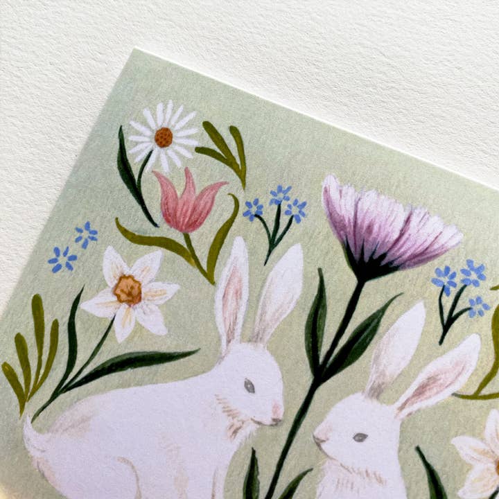 Emilie Simpson Art & Design - Wholesale Easter Card - Spring Rabbits Art Card1