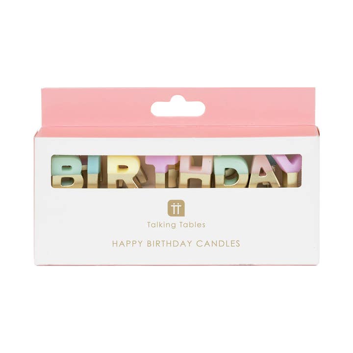 Talking Tables USA - Wholesale Cake Candle - Pastel Color Happy Birthday Candles | Cake Candles |