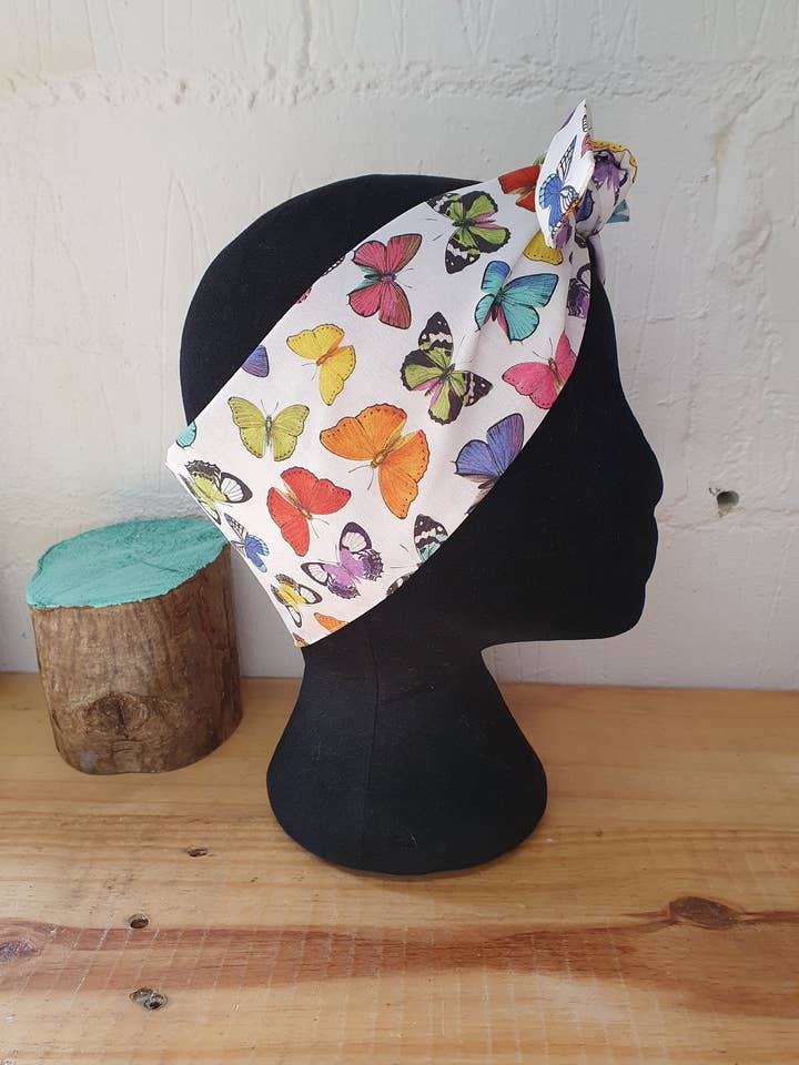 butterfly moth Aye Aye head scarf hair wrap pin up style for wholesale by Aye Aye