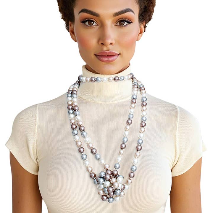 Oändligt 12mm flerfärgat glaspärlhalsband för kvinnor för wholesale av PinktownUSA