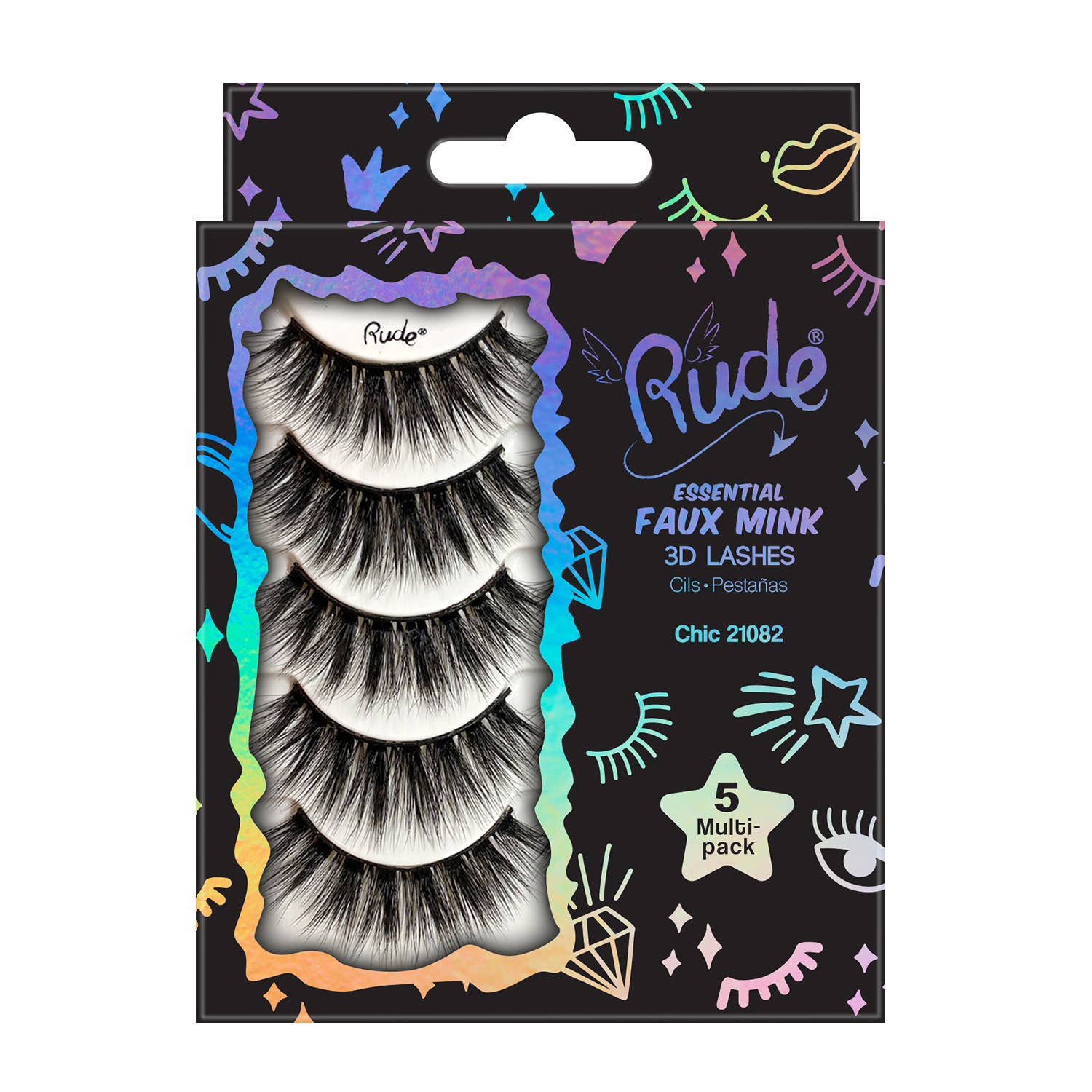 Rude Cosmetics - Wholesale False/Fake Eyelashes - Essential Faux Mink 3D Lashes 5 Multi-Pack1