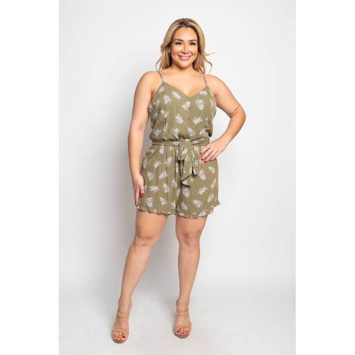 Curve Market - Vente Combishort – femme - BARBOTEUSE TAILLE PLUS À NOUER À IMPRIMÉ TROPICAL1