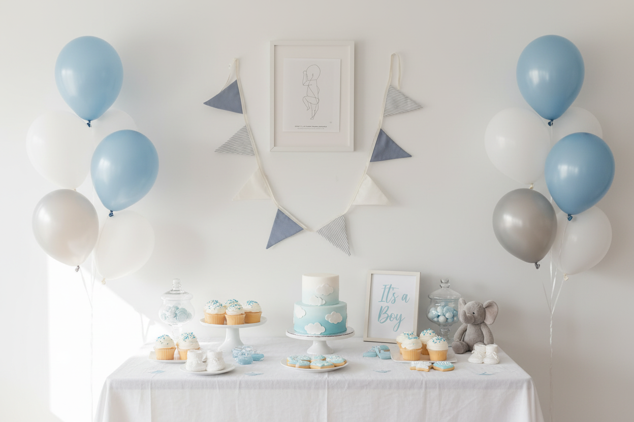 The Butter Flying - Wholesale Bunting/Garland - Striped Blue linen pennant garland 3