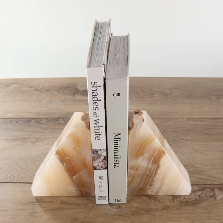 Mi Esperanza Minerals - Wholesale Bookend - Light Tan Polished Onyx Bookends0