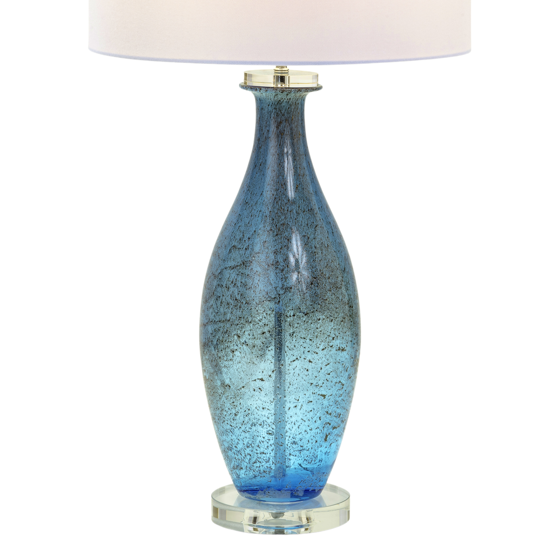 Blue Art Glass Lamps With Crystal Base, 3-Way Switch (Set Of 2) for wholesale on Faire2